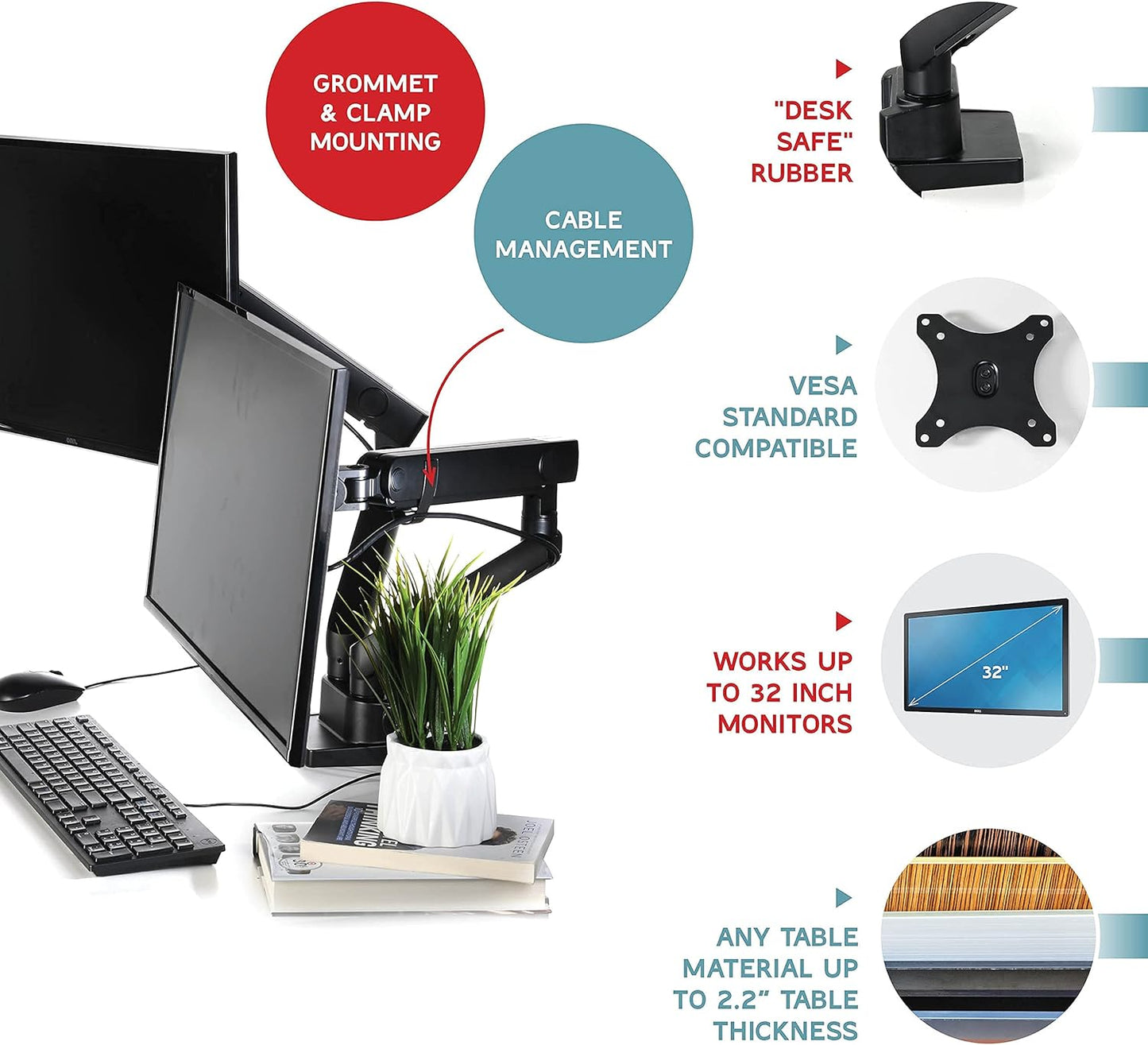 Lifelong Dual Monitor Stand, Dual Monitor Arm Mount