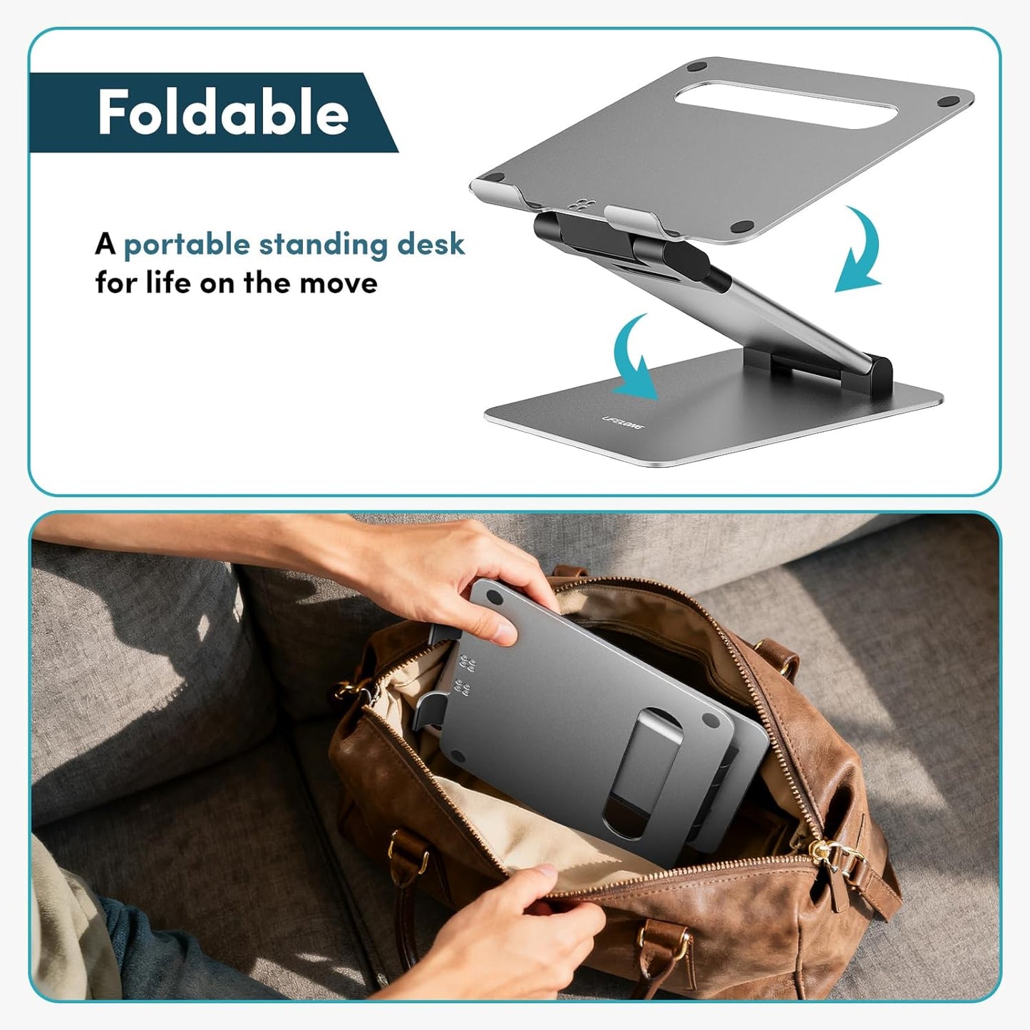 Lifelong Ergonomic Laptop Stand For Desk, Adjustable Height Up To 20"