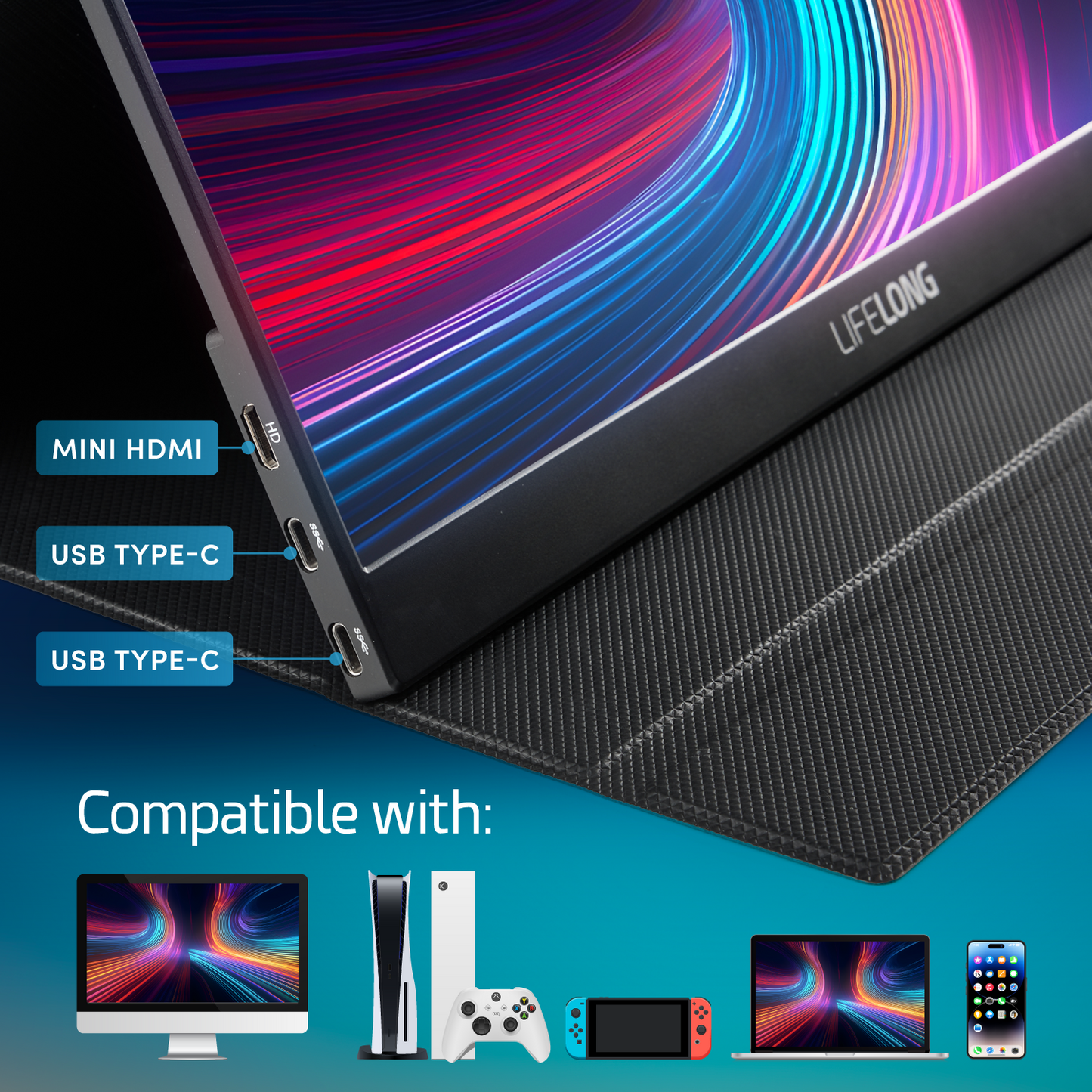 Lifelong Portable Monitor 15.6" 1080P Model G70