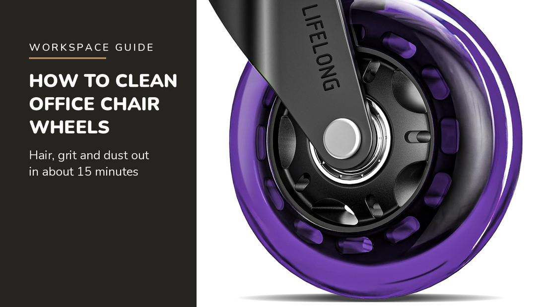 Lifelong blog header — How to Clean Office Chair Wheels — Lifelong Original Office Chair Wheels in Purple
