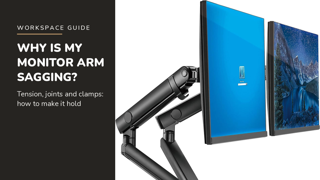 Lifelong blog header — Why Is My Monitor Arm Sagging — Lifelong Dual Monitor Arm Mount in Black