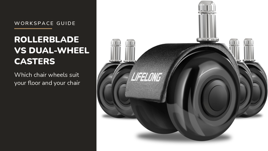 Lifelong blog header — Rollerblade vs Dual-Wheel Casters — Lifelong Dual-Wheel Office Chair Casters in Black
