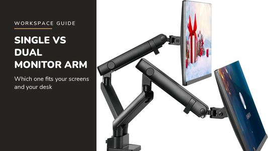 Lifelong blog header — Single vs Dual Monitor Arm — Lifelong Dual Monitor Arm Mount in Black