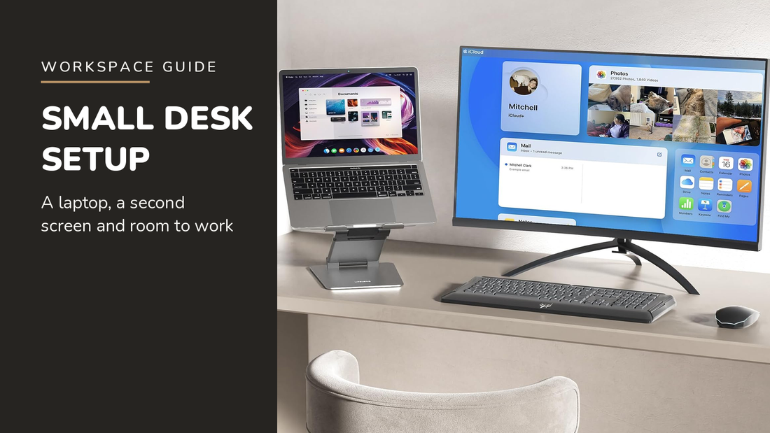 Lifelong blog header — Small Desk Setup — Lifelong UPRYZE Laptop Stand in Grey