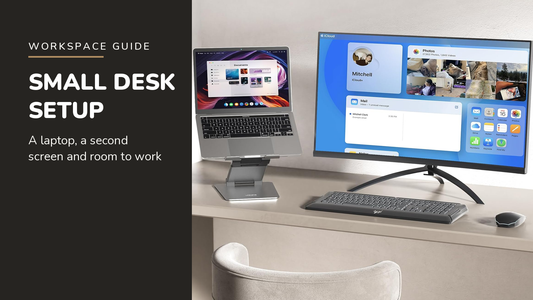Lifelong blog header — Small Desk Setup — Lifelong UPRYZE Laptop Stand in Grey