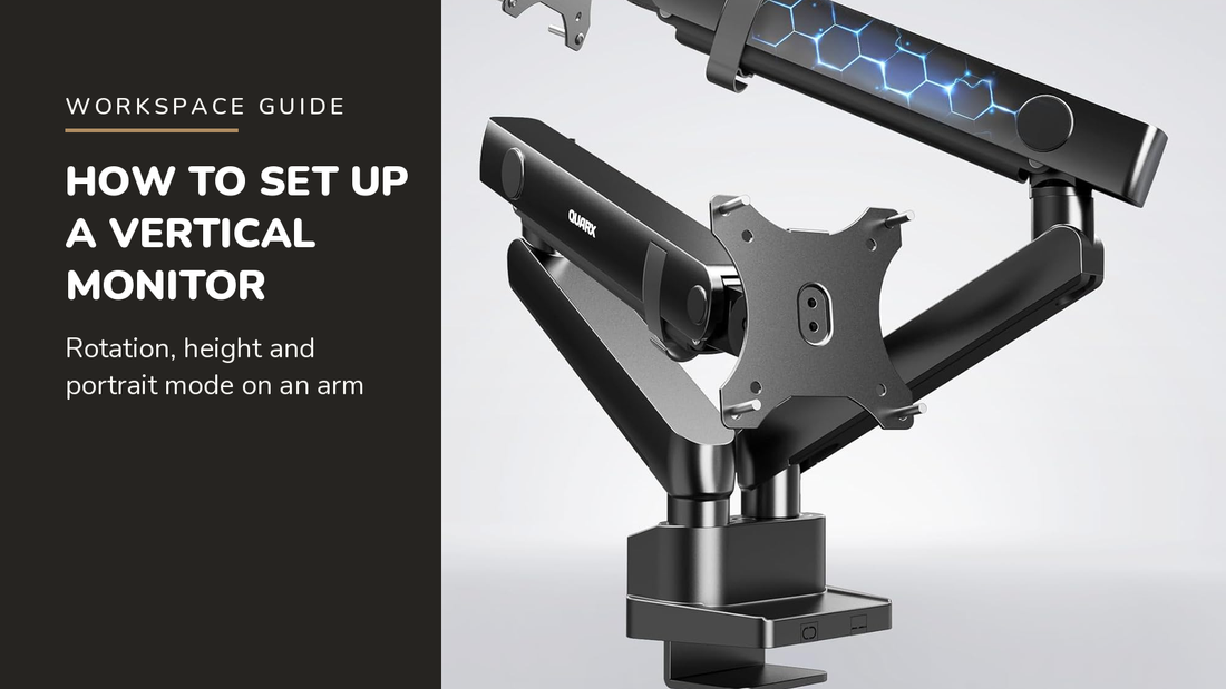 Lifelong blog header — Vertical Monitor Setup — QUARX Heavy-Duty Dual Monitor Stand in Black