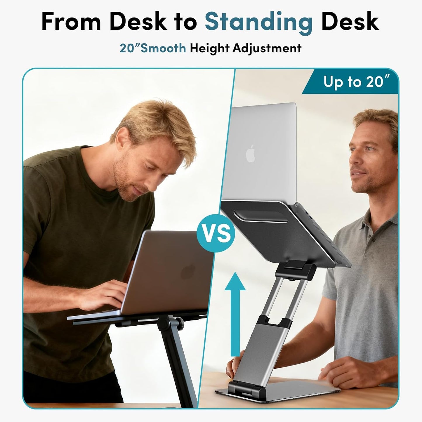 Lifelong Ergonomic Laptop Stand For Desk, Adjustable Height Up To 20"