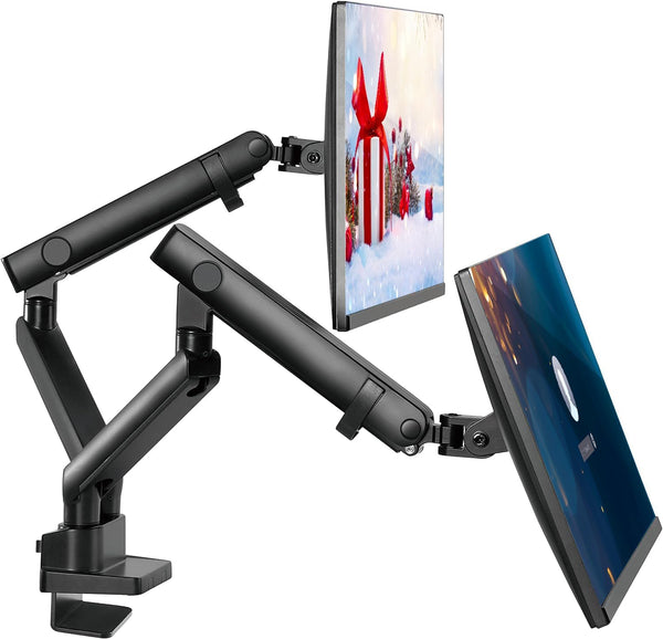 Dual monitor arm mount holding two 17–32-inch screens