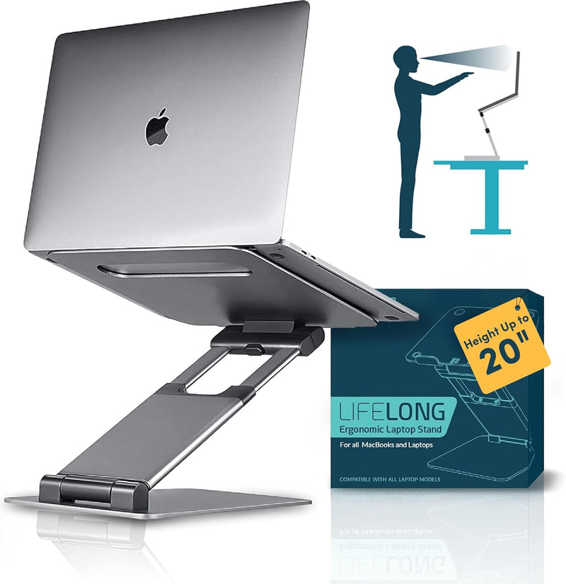 Lifelong Ergonomic Laptop Stand For Desk, Adjustable Height Up To 20