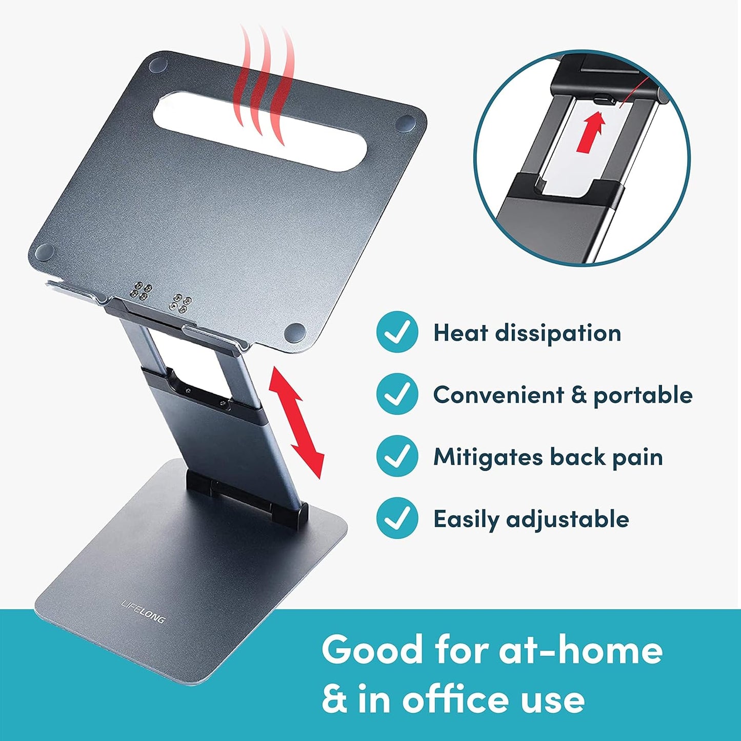 Lifelong Ergonomic Laptop Stand For Desk, Adjustable Height Up To 20"