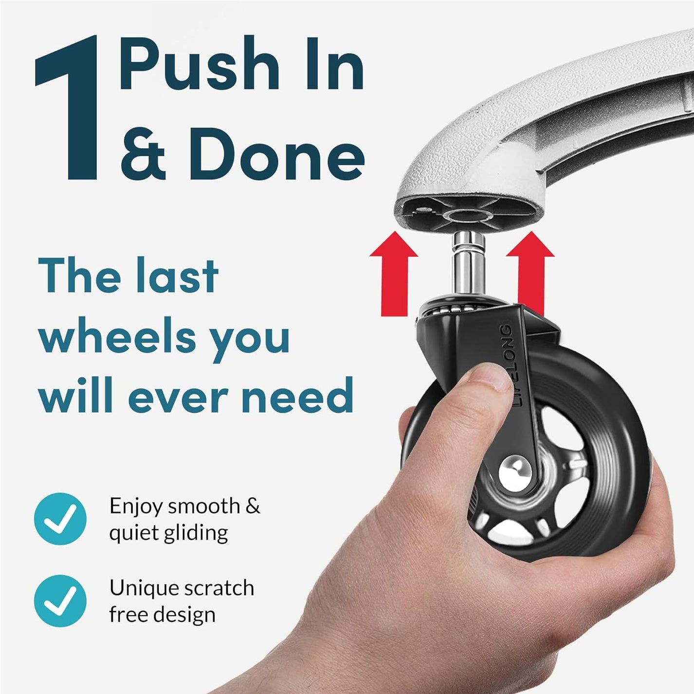 Lifelong Office Chair Wheels Replacement Rubber Chair Casters for Hard