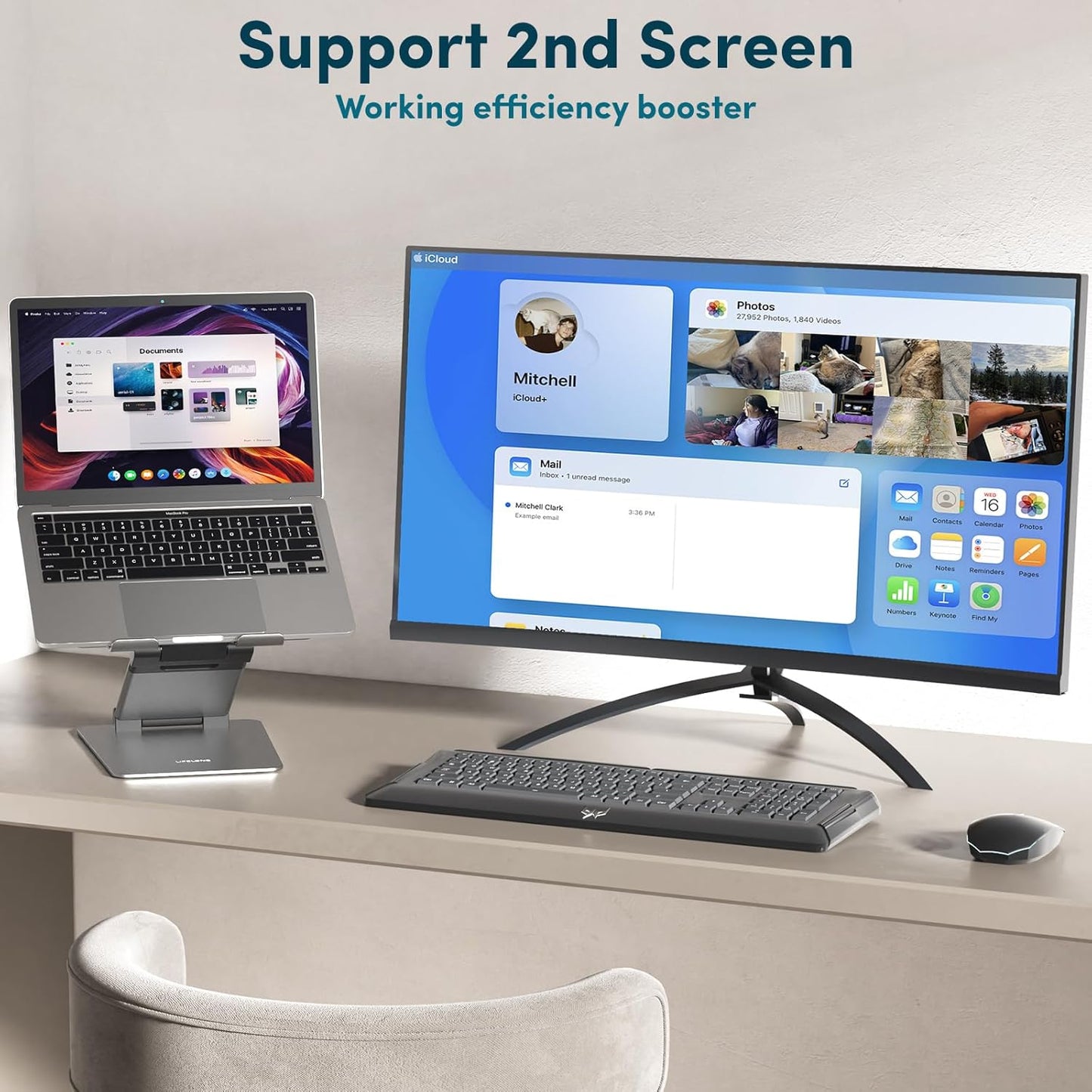 Lifelong Ergonomic Laptop Stand For Desk, Adjustable Height Up To 20"