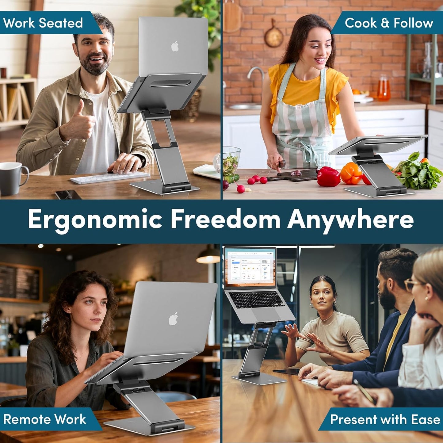 Lifelong Ergonomic Laptop Stand For Desk, Adjustable Height Up To 20"