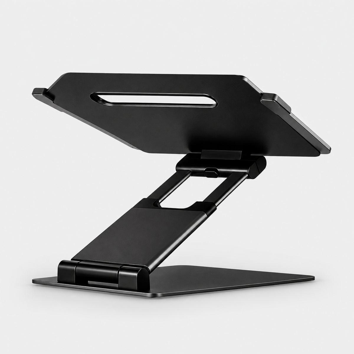 Lifelong Adjustable Laptop Stand for Desk, Foldable Aluminum Laptop Riser, Height Up to 20”, Fits 10–17” Laptops & MacBooks — Black