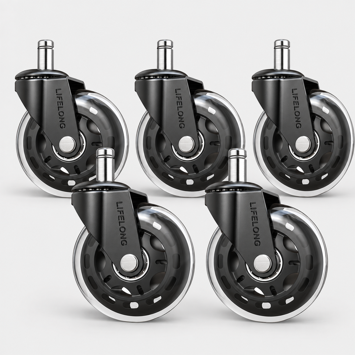 Lifelong Original Office Chair Wheels, Set of 5 – Clear