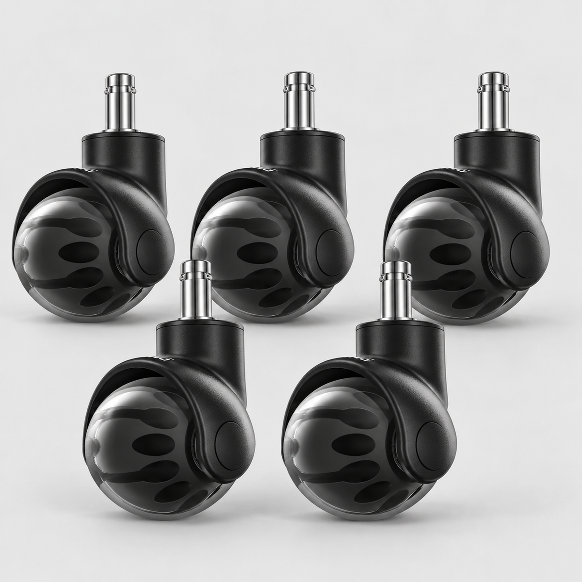 Lifelong 2-Inch Office Chair Wheels, Set of 5 – Black & Clear