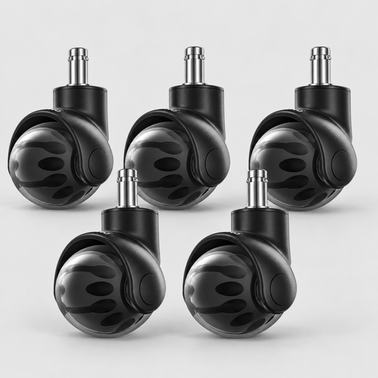 Lifelong 2-Inch Office Chair Wheels, Set of 5 – Black & Clear
