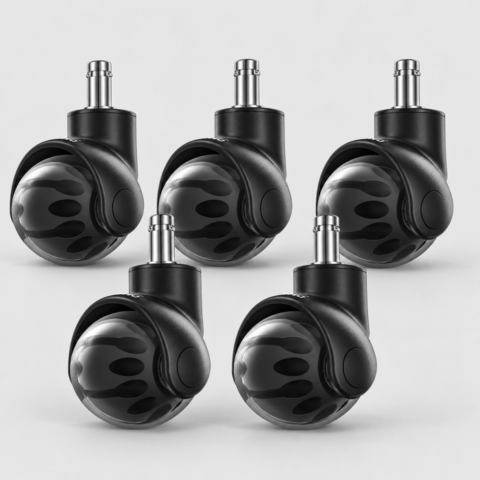 Lifelong 2-Inch Office Chair Wheels, Set of 5 – Black & Clear