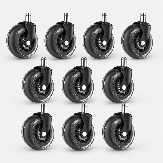 Lifelong Office Chair Wheels Replacement, 10-Pack Black Heavy Duty Rubber Casters for Hardwood Floors & Carpet, Fits 98%